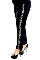 Jeggings Stretchable Slim fit Design Side Zebra Patti Crystal Work Black Size-26