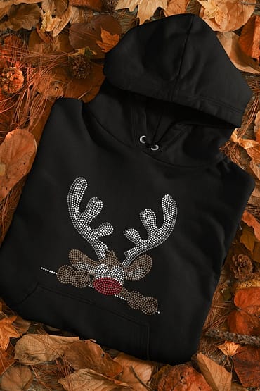 Black Hoodies for Women Winter wear Stylish Rhinestone crystal work