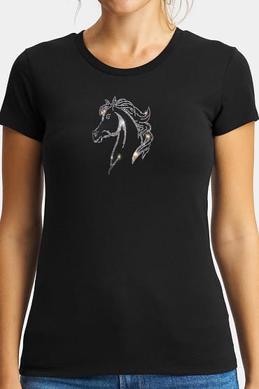 Horse Rhinestone T-shirt Horse Lovers Gift T-shirt
