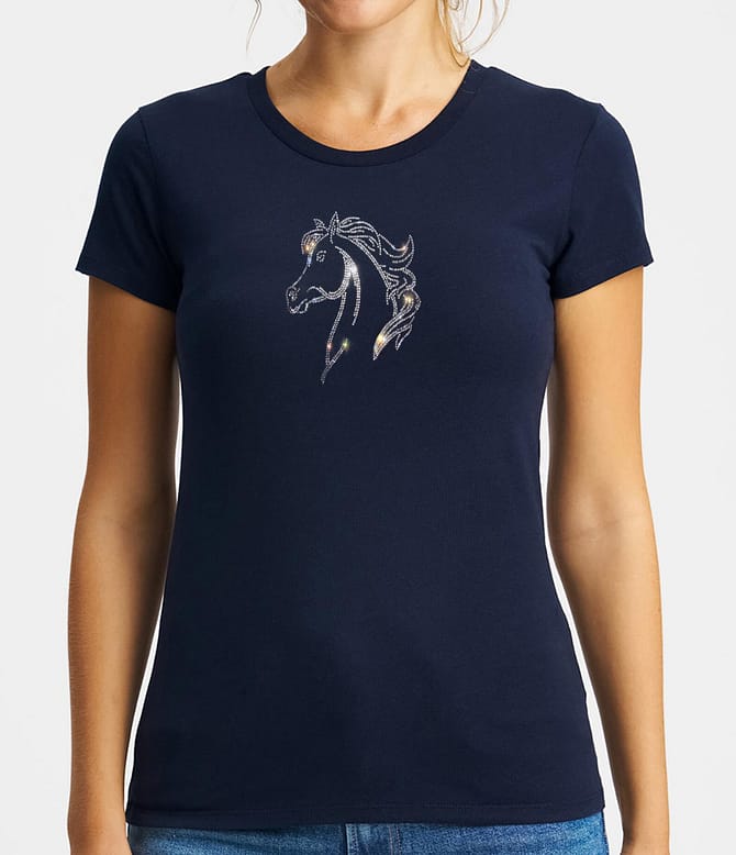 Horse Rhinestone T-shirt Horse Lovers Gift T-shirt