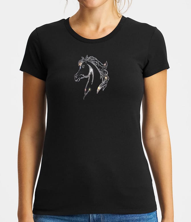 Horse Rhinestone T-shirt Horse Lovers Gift T-shirt